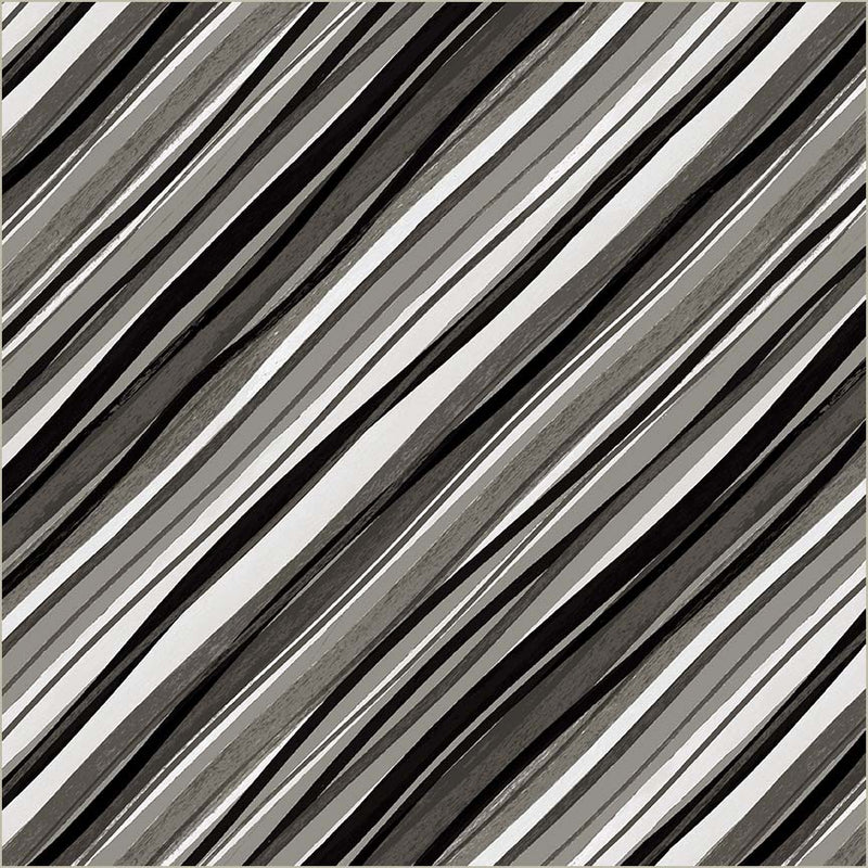 Black Verona Painted Stripe Cotton 44/45 Fabric Per Yard