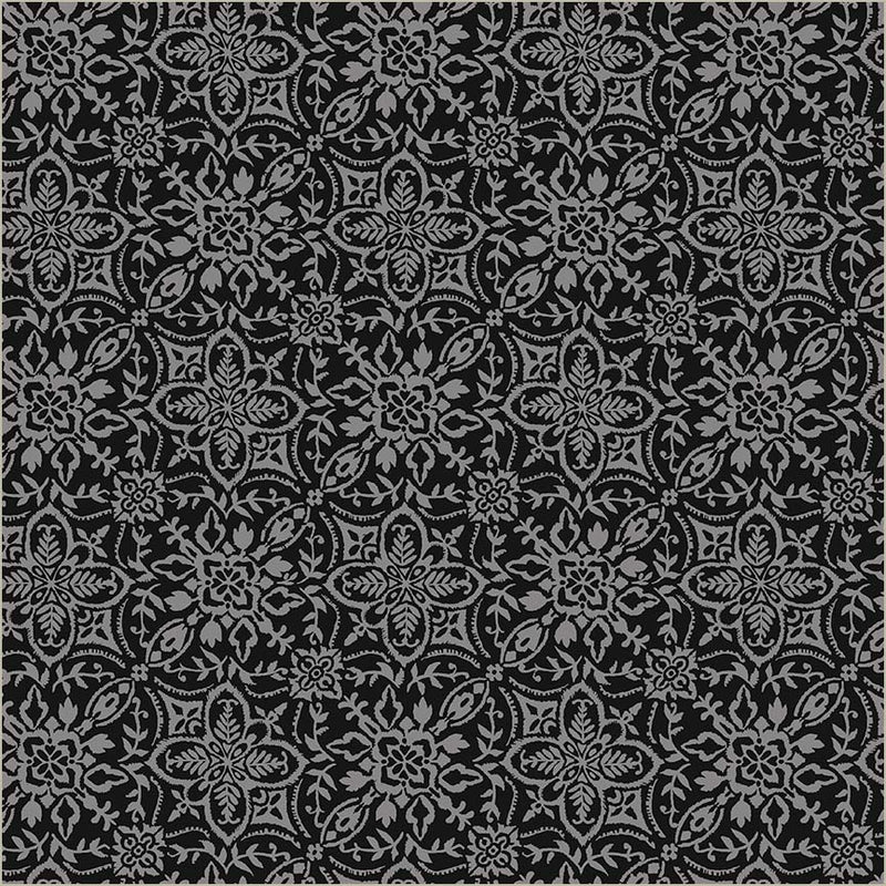Black Verona Tiling Cotton 44/45 Fabric Per Yard