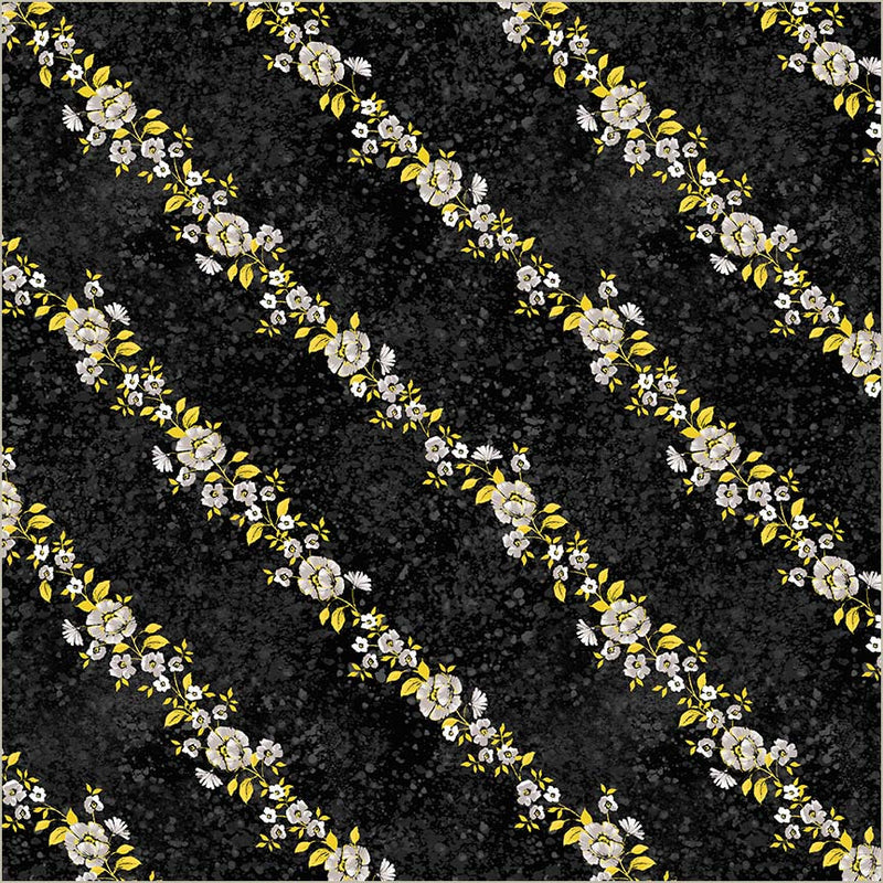 Black Verona Verita Vine Cotton 44/45 Fabric Per Yard