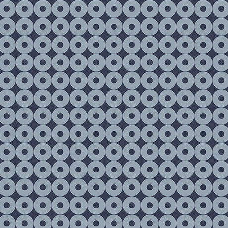 Blue Modern Refinement Circle Grid Geo Cotton 43"/44" Fabric Per Yard