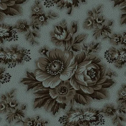 Blue Navy Large Floral Cotton 43"/44" Fabric Per Yard