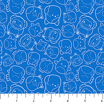 Blue Outlines Tossed Yardage Squishmallows Cotton 44"/45" Fabric Per Yard
