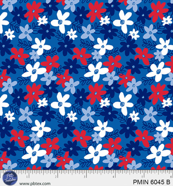 Blue Patriotic Minis PMIN-6045-B Cotton 44/45 Fabric Per Yard