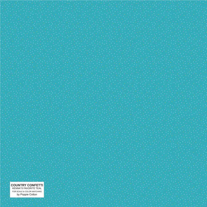 Blue Teal Kenna's Favorite Cotton 44"/45" Fabric Per Yard