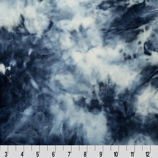 Blue Tie Dye Cuddle Navy Fabric per yard