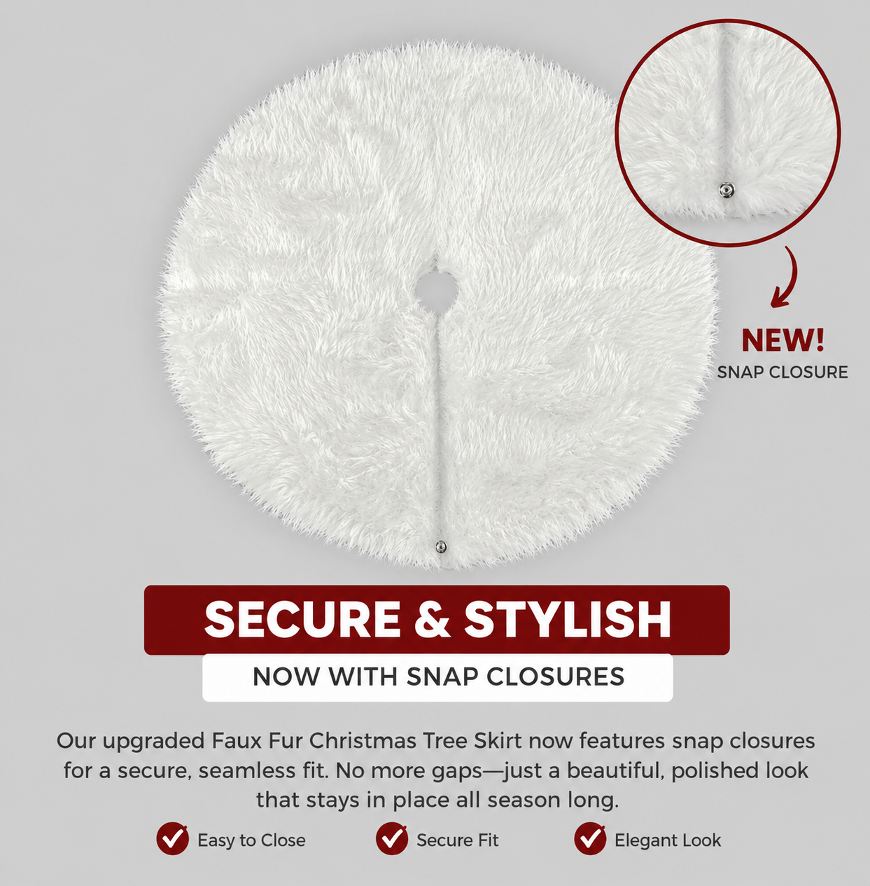 Premium Faux Fur Christmas Tree Skirt - 36 Inch | Luxurious Holiday Decorations
