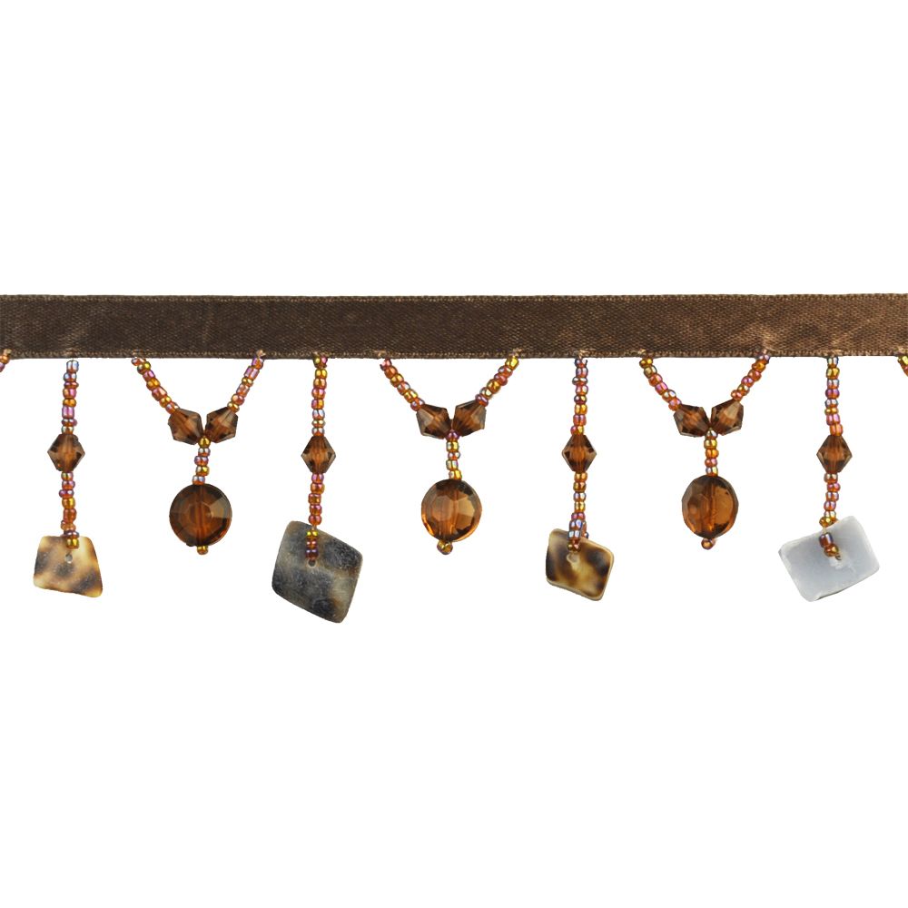 Charm Collection - 2" wide SHELL BEADED FRINGE (15 YDS) - BB-919-16 Sable