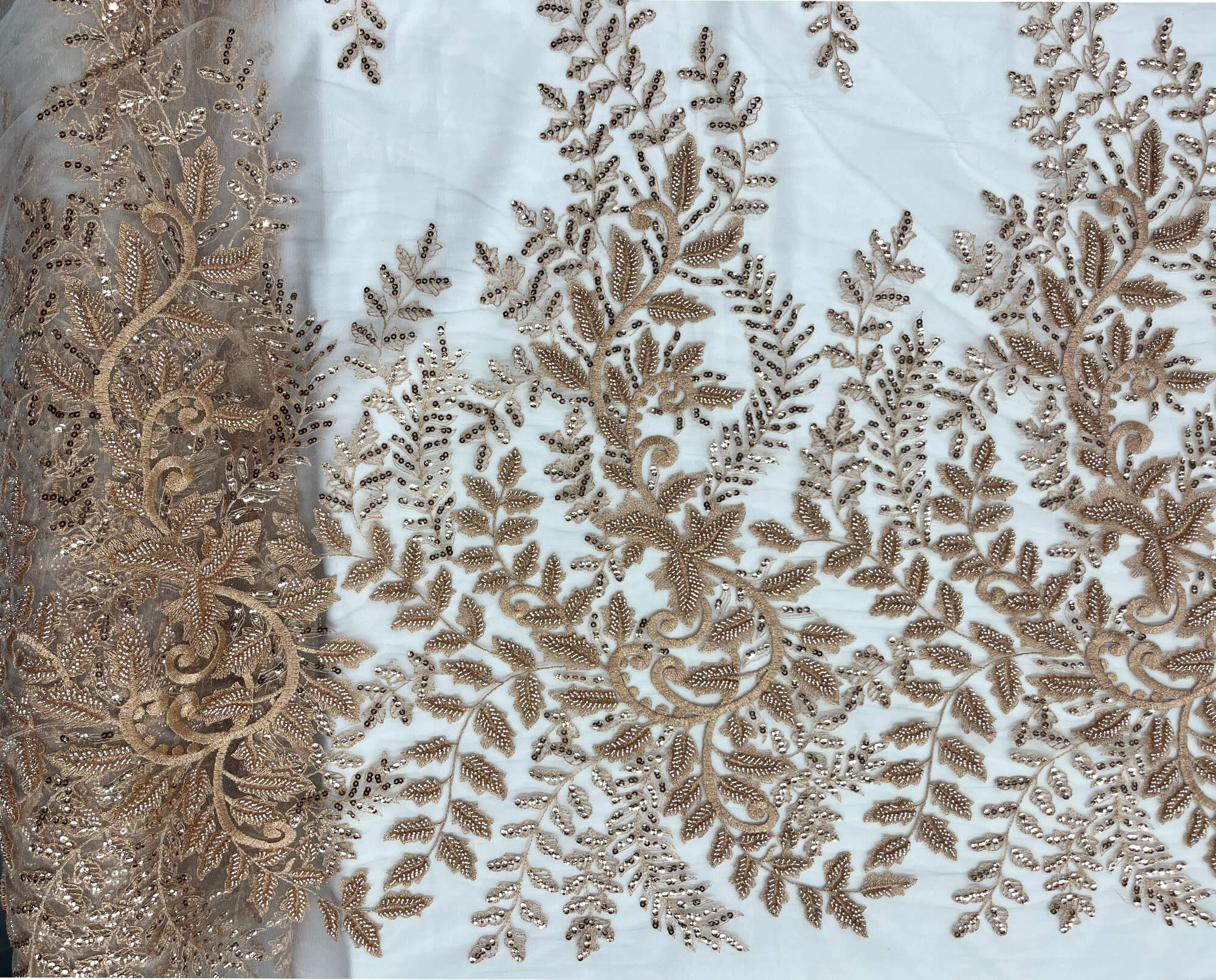 Beaded & Sequined Lace Fabric Embroidered on 100% Polyester Net Mesh | Lace USA - GD-67216