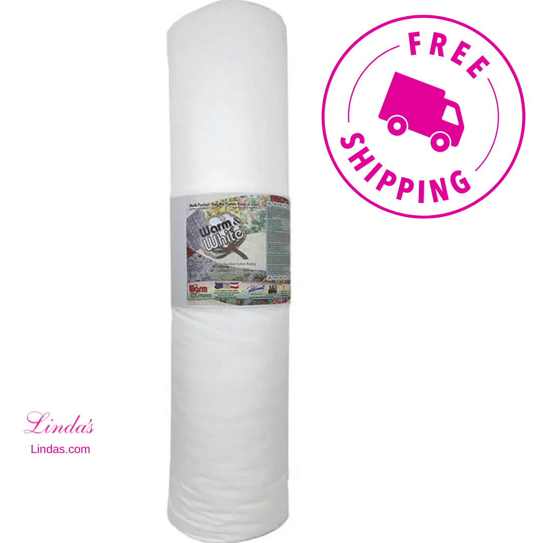 Warm & White 45" x 40 YD Cotton Batting - White Cotton Quilt Batting
