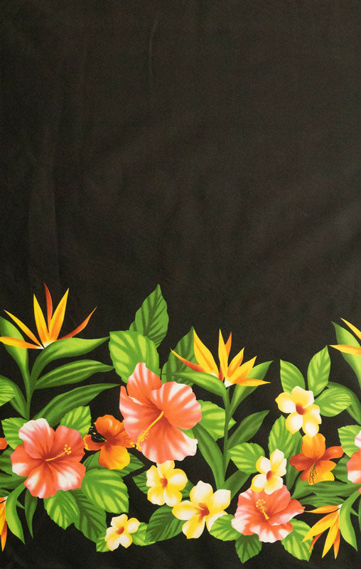Hibiscus Birds of Paradise Plumeria Fabric | Poly-Cotton
