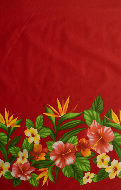Hibiscus Birds of Paradise Plumeria Fabric | Poly-Cotton