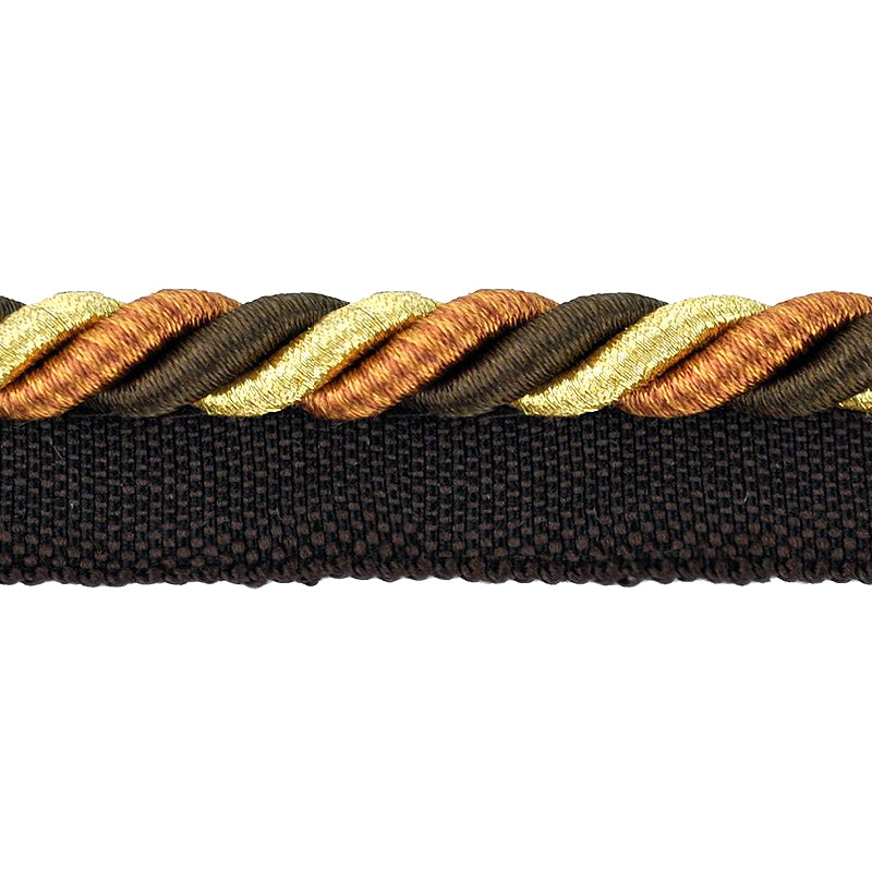 Elegance Collection - 3/8" CORD WITH LIP (50 Yard Roll) - BC-1023-66/10 Gold and Brown
