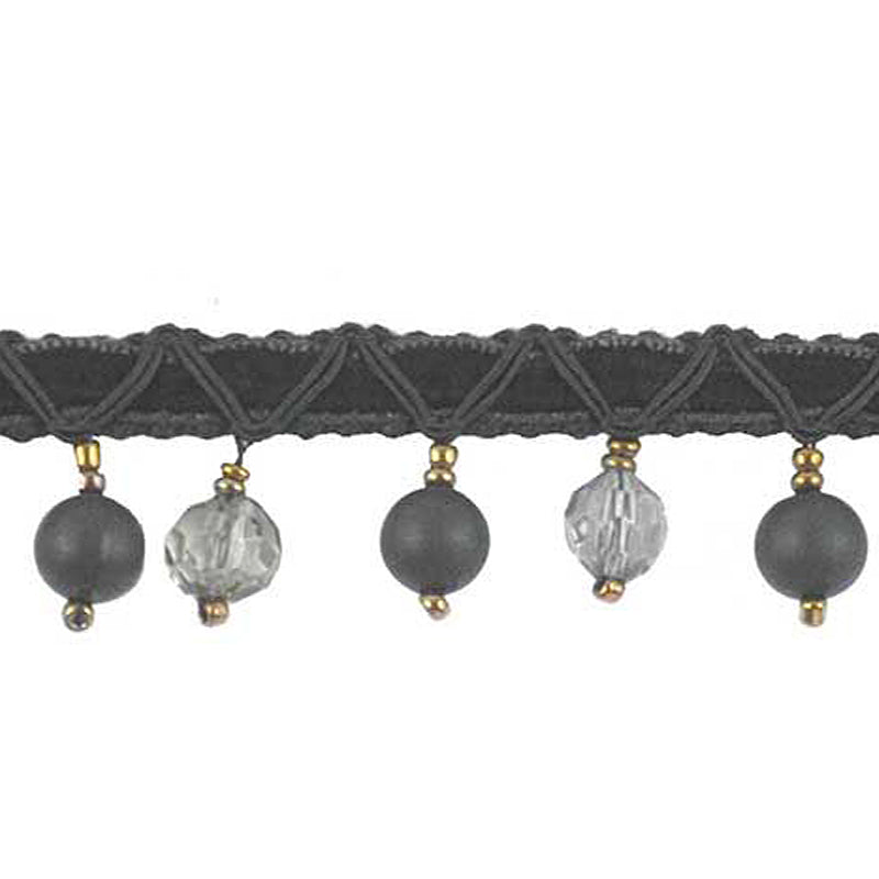 Fantasia Collection - 1" width BEADED FRINGE (15 Yard Roll) - BB-9900-02 Charcoal