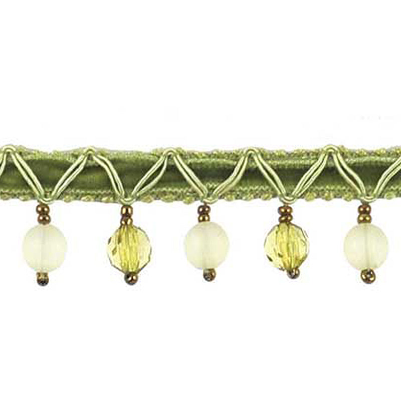 Fantasia Collection - 1" width BEADED FRINGE (15 Yard Roll) - BB-9900-63 Moss Green