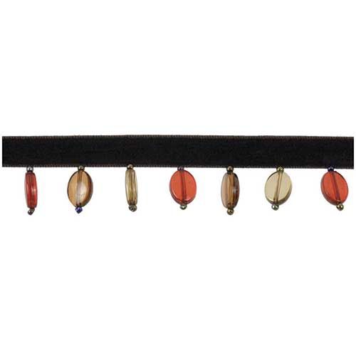 Fantasia Collection - 1" width BEADED FRINGE (15 Yard Roll) - BB-9901-22/06 Red and Brown