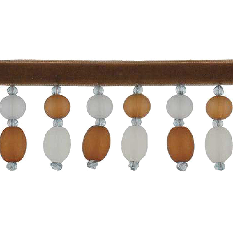 Fantasia Collection - 2" width BEADED FRINGE (15 Yard Roll) - BB-9903-11/38 Grey and Toffee
