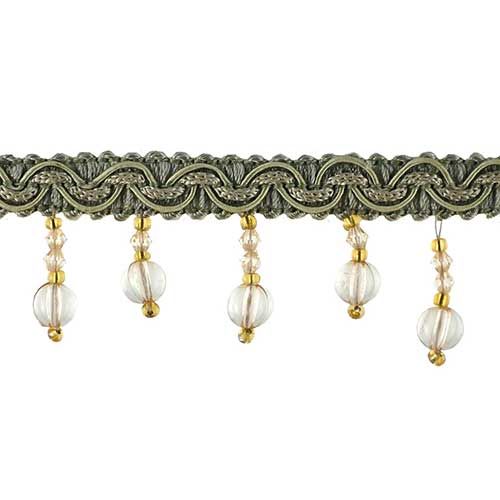 Fascination Collection - 1 1/4" width BEADED FRINGE (15 Yard Roll) - BB-925-14 Mint Green