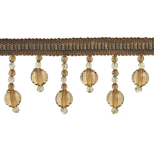 Fascination Collection - 2 1/2" width BEADED FRINGE (15 Yard Roll) - BB-928-11/38 Grey and Toffee