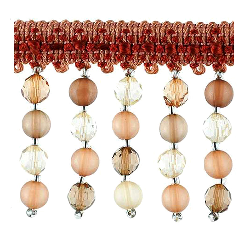 Fascination Collection - 2 1/4" length BEADED FRINGE (15 Yard Roll) - BB-987-06/18 Rust and Brown