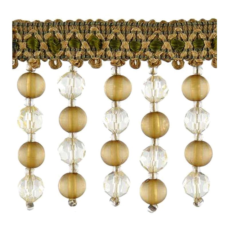 Fascination Collection - 2 1/4" length BEADED FRINGE (15 Yard Roll) - BB-987-36 Olive Green