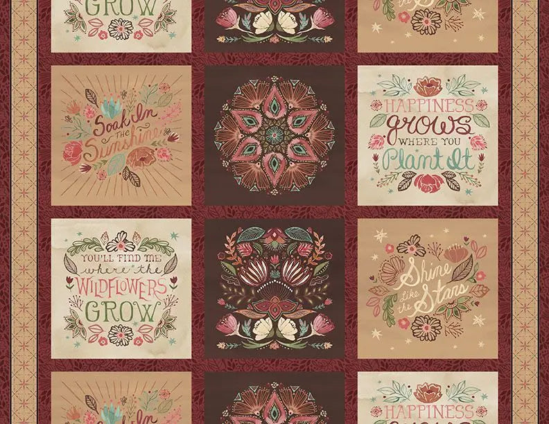 Floralscape - Craft Panel Multi Cotton 44"/45" Fabric Per Yard