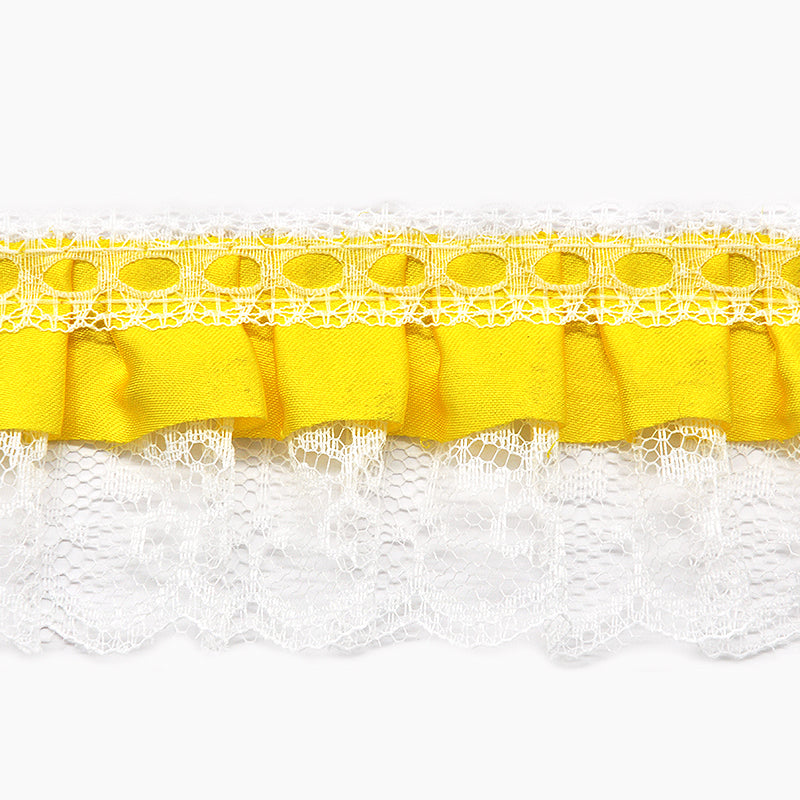 Gathered Lace with Satin Edge - 2" Width (50 Yard Roll) - PB-200-34 Yellow