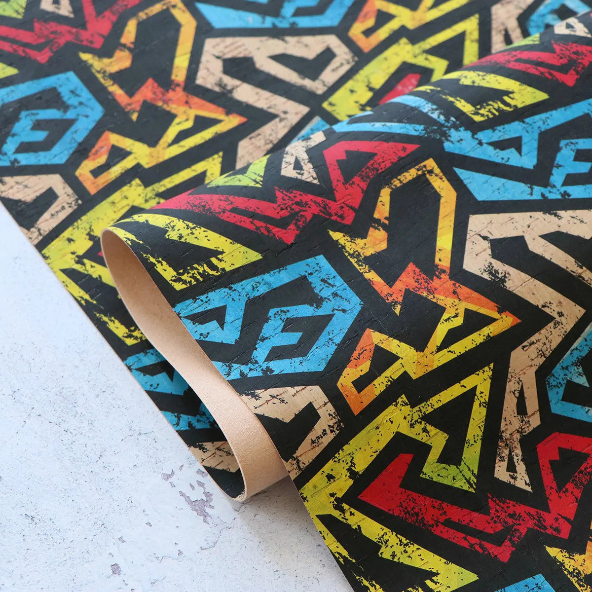 Geometric Grunge Cork 1/2yd