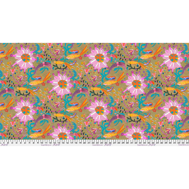 Goldfish Star Gold Colori Cotton 44"/45" Fabric Per Yard