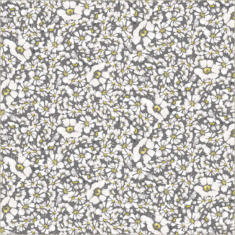 Grey Verona Allegra Blooms Cotton 44/45 Fabric Per Yard