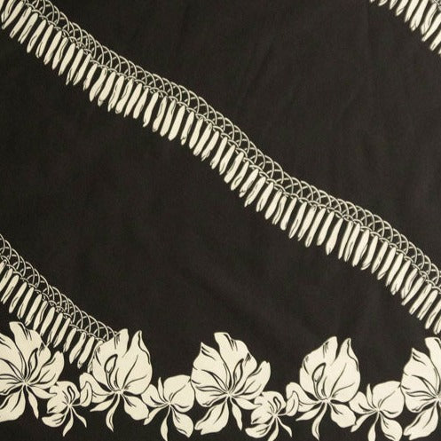 Hibiscus Buds Single Border Design Poly Cotton Fabric | Islands Fabric