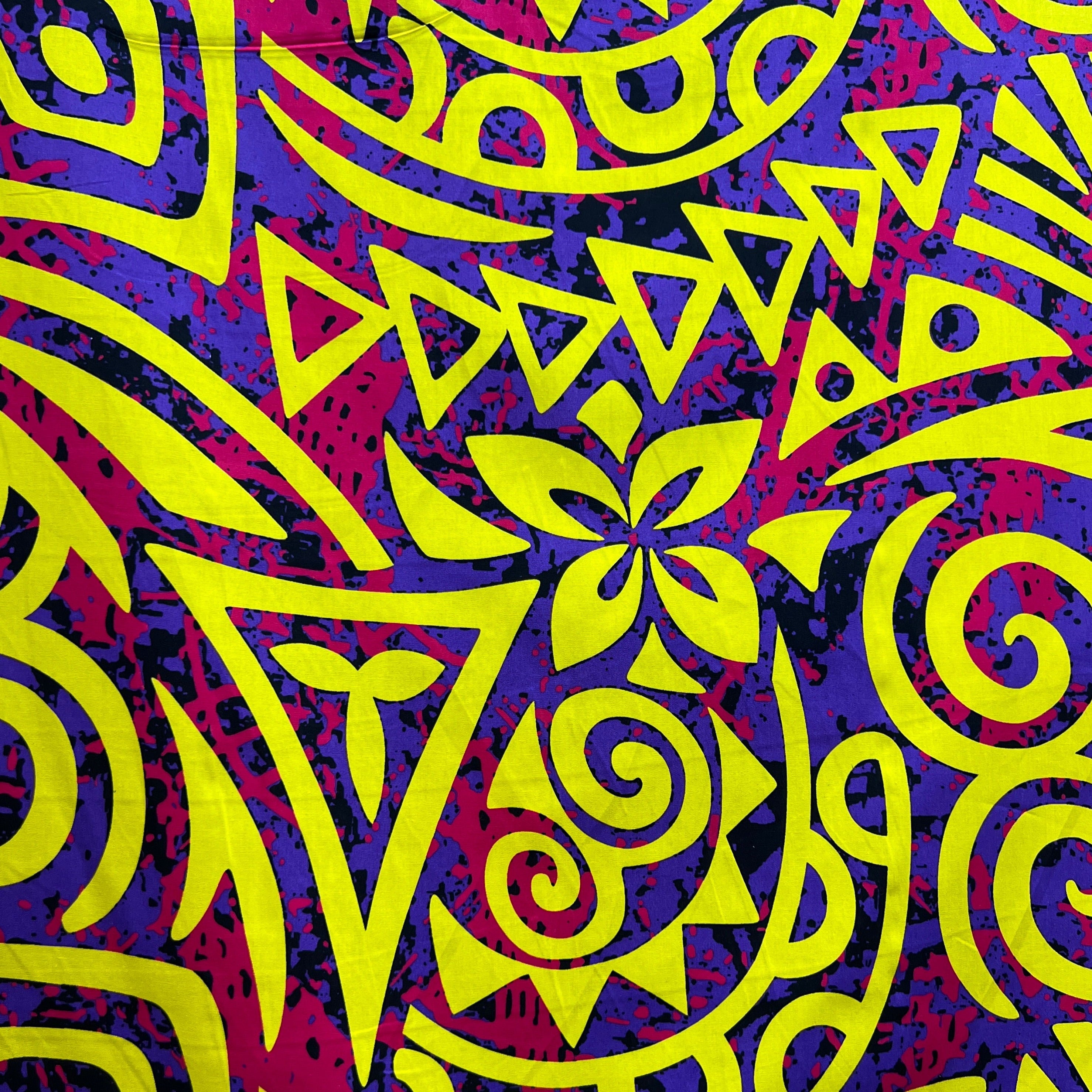 Traditional Polynesian Tribal Neon Tie-Dye Fabric | Cotton | Spandex Palace