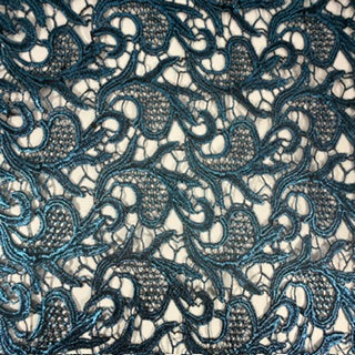 Metallic Embroidered Guipure Lace Fabric | 50" | Spandex Palace Turq