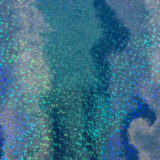 Aurora Sky Hologram Foggy Foil Stretch Tricot | Spandex Palace Blue