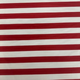 White & Red 1" Stripe Polyester Spandex Tricot Fabric | Spandex Palace White Red