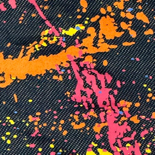 Printed Color Splash Faux-Denim Twill Spandex Fabric | Spandex Palace Navy