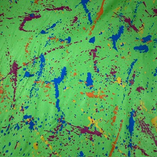 Printed Color Splash Faux-Denim Twill Spandex Fabric | Spandex Palace Lime