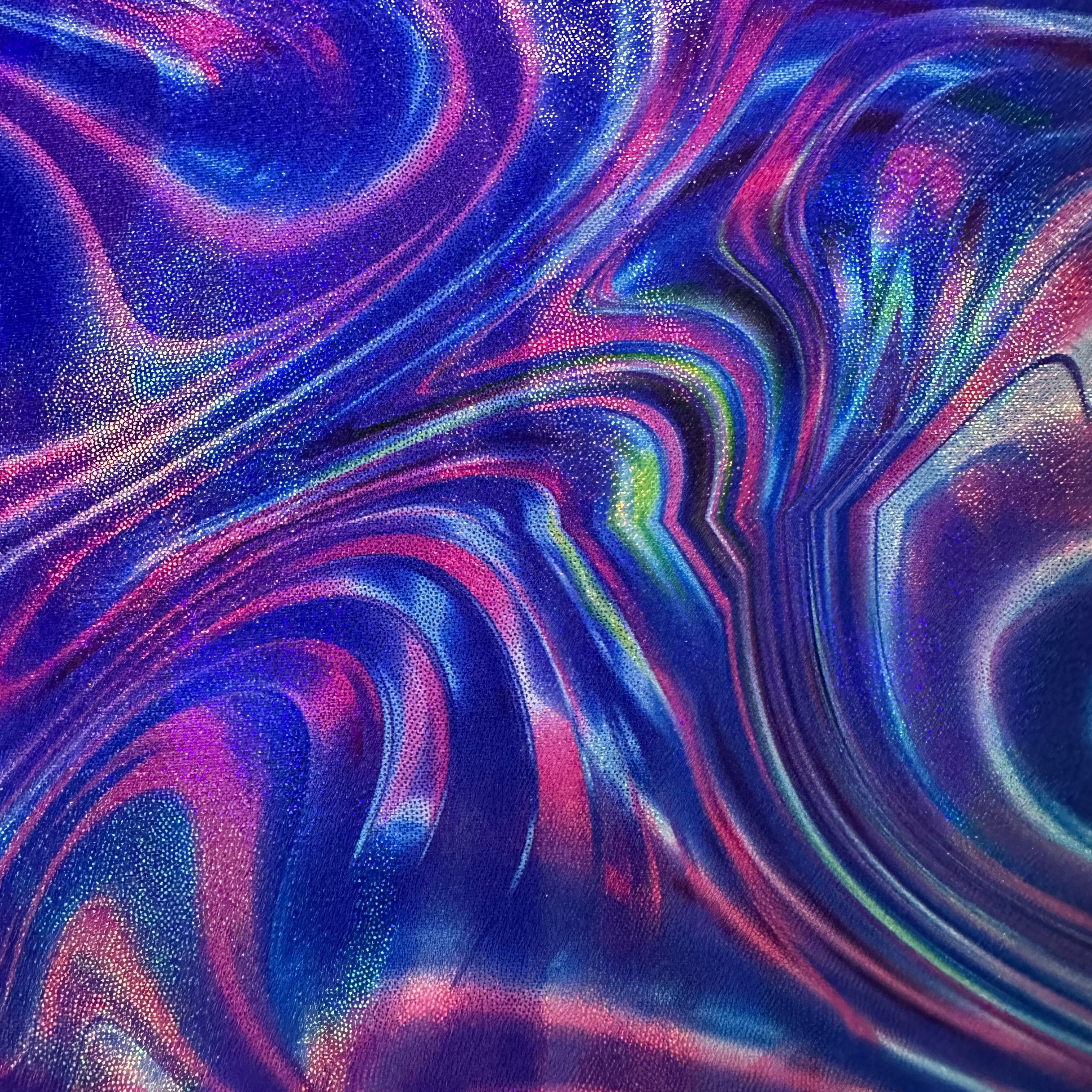4 Way Polyester Spandex Volcano Digital Abstract Rainbow | Spandex Palace Purple Combo