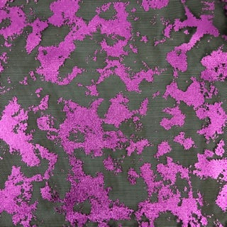 Metallic Splash Foil Mesh Performance Fabric | Spandex Palace Black Fuchsia