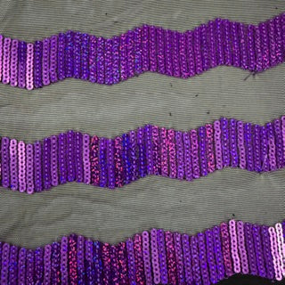 Zig-Zag 5mm Sequin Stretch Power Mesh Fabric | Spandex Palace Black Purple