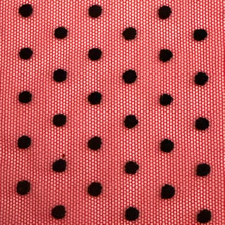 Polka Dot Flocked Stretch Power Mesh Fabric | Spandex Palace Red Black