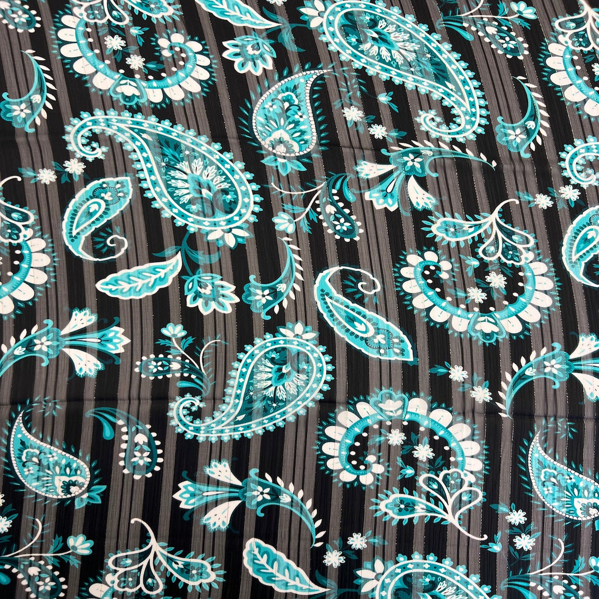Paisley Print Metallic Stripe Chiffon Fabric