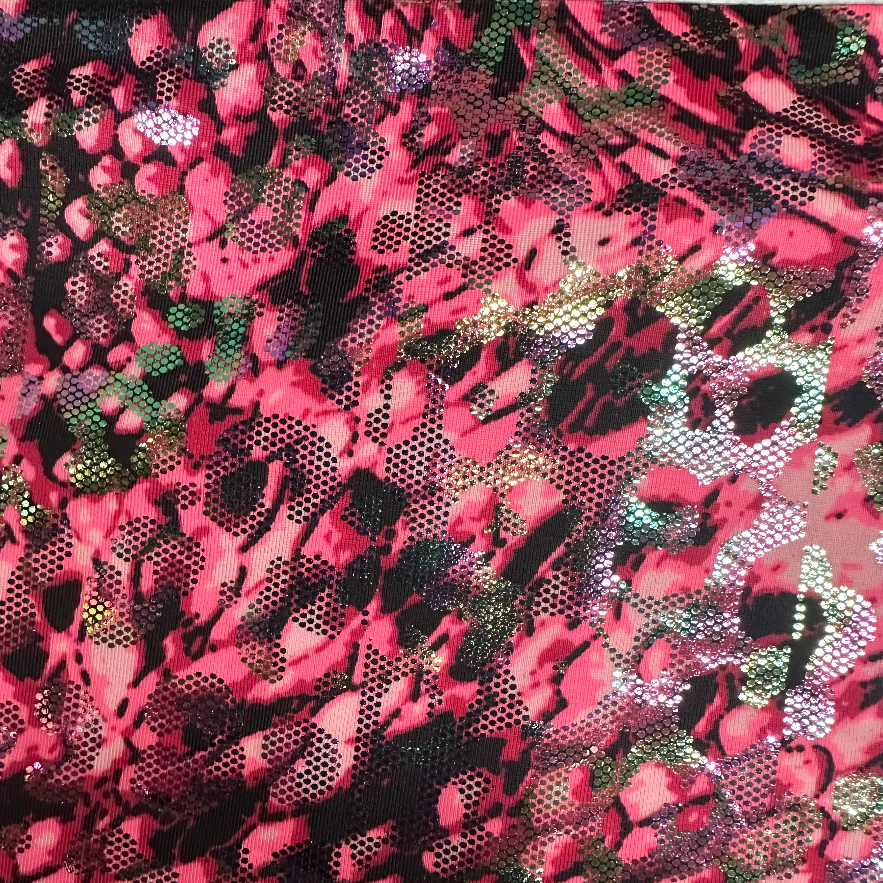 Shimmering Illusion Snake Stretch Polyester Spandex Fabric | Spandex Palace Hot Pink