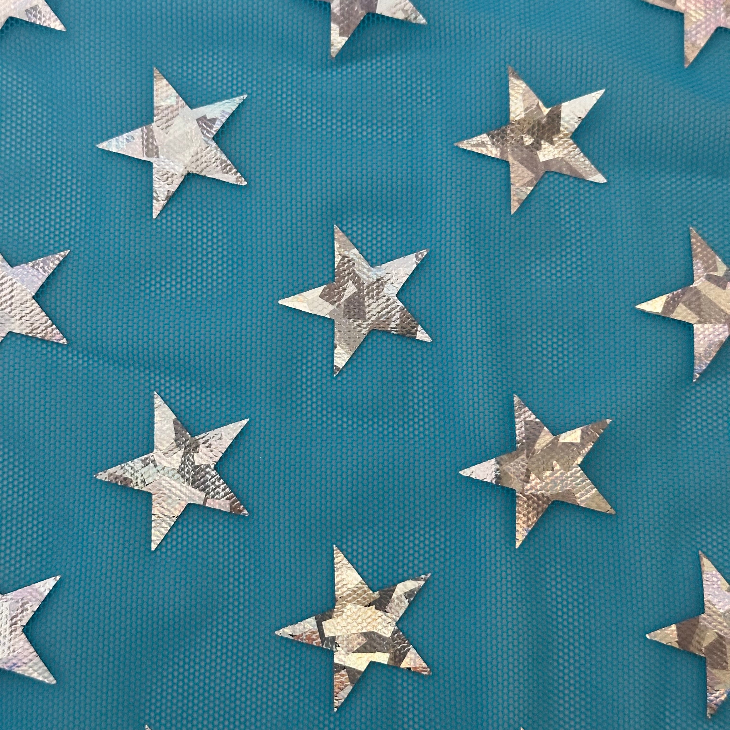 USA Star Nylon Spandex Power Mesh Turquoise Silver
