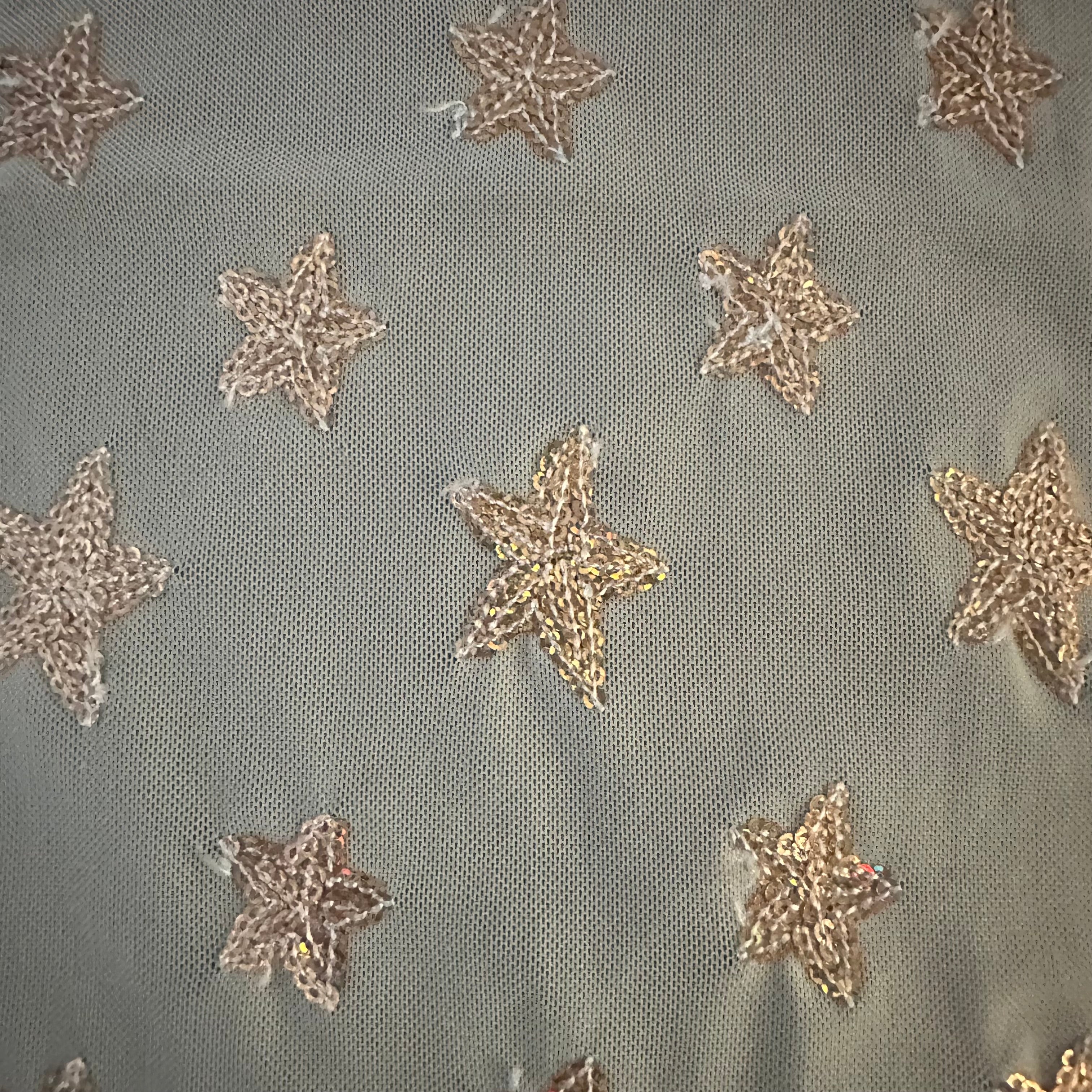 4 Way Polyester Spandex Power Mesh Star Fish Sequins | Spandex Palace Ivory Gold