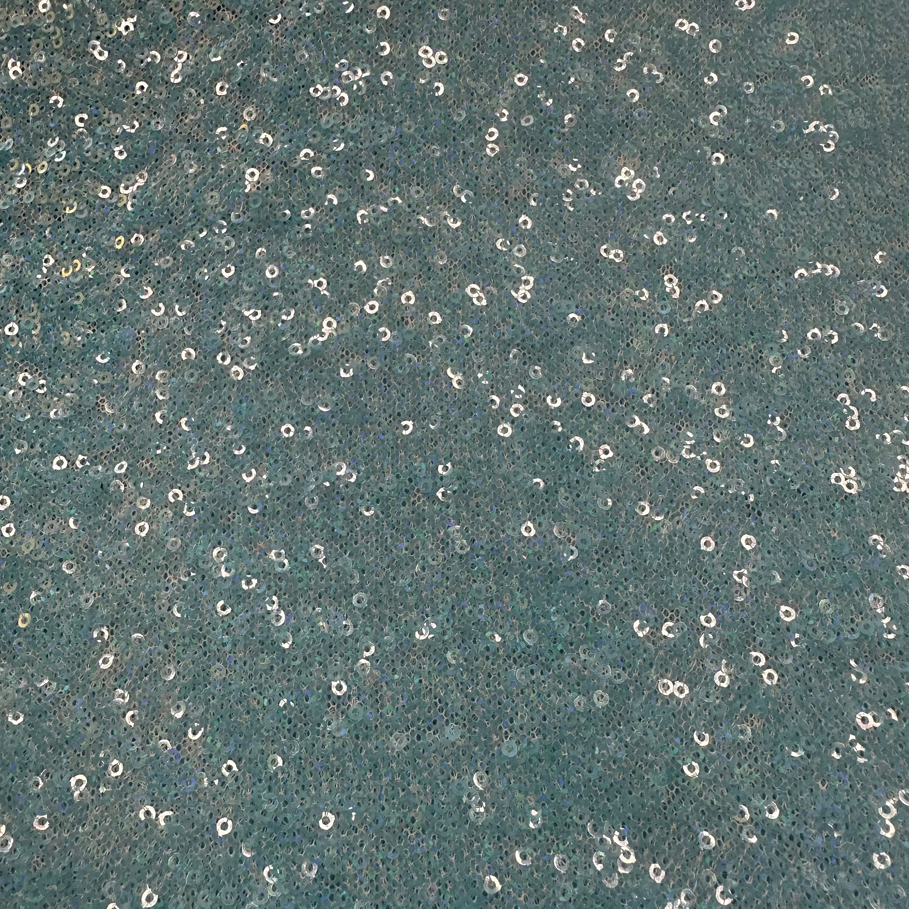 4 Way Poly Spandex Fabric Stretch Power Mesh all Over Random Sequins | Spandex Palace Blue Hologram