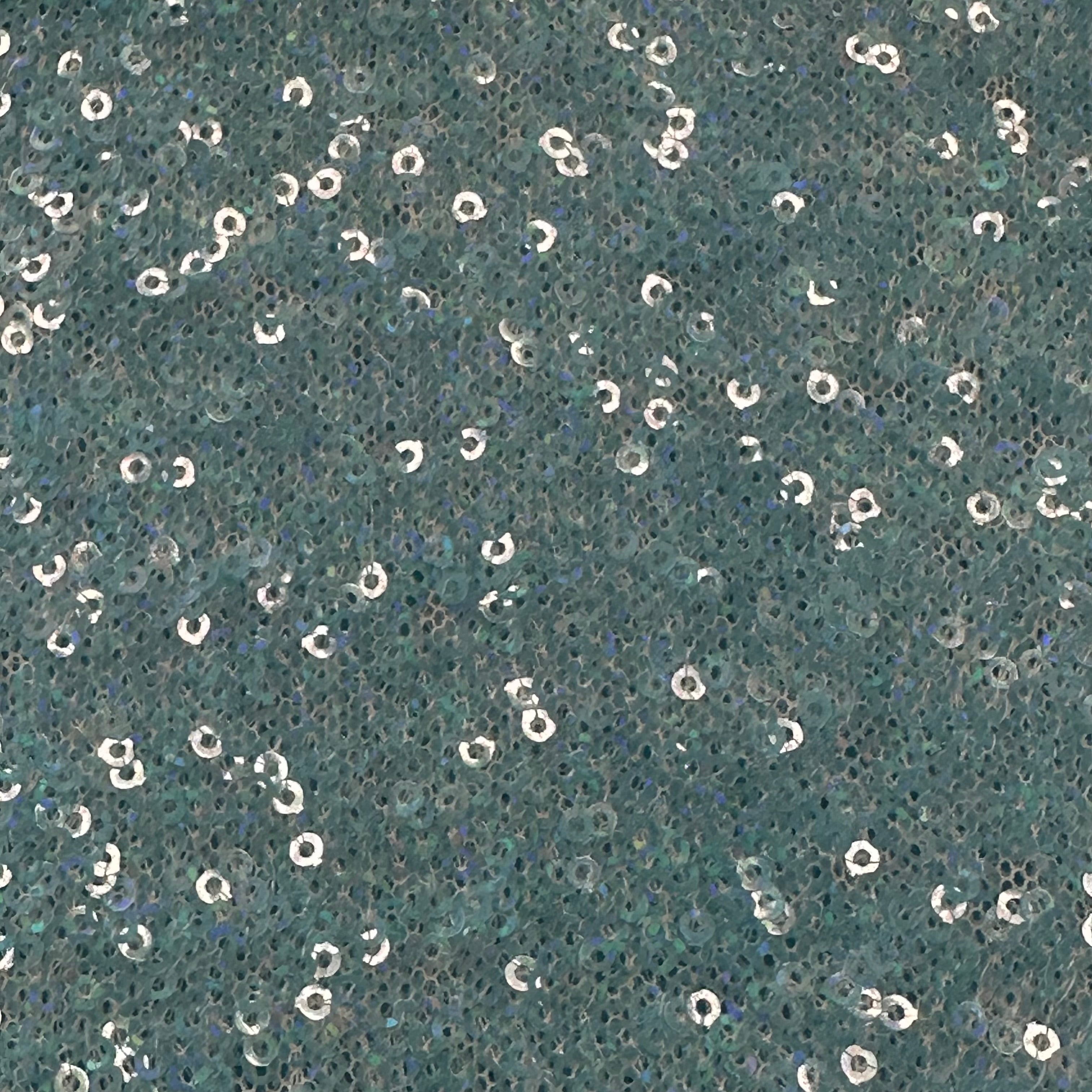 4 Way Poly Spandex Fabric Stretch Power Mesh all Over Random Sequins | Spandex Palace Blue Hologram