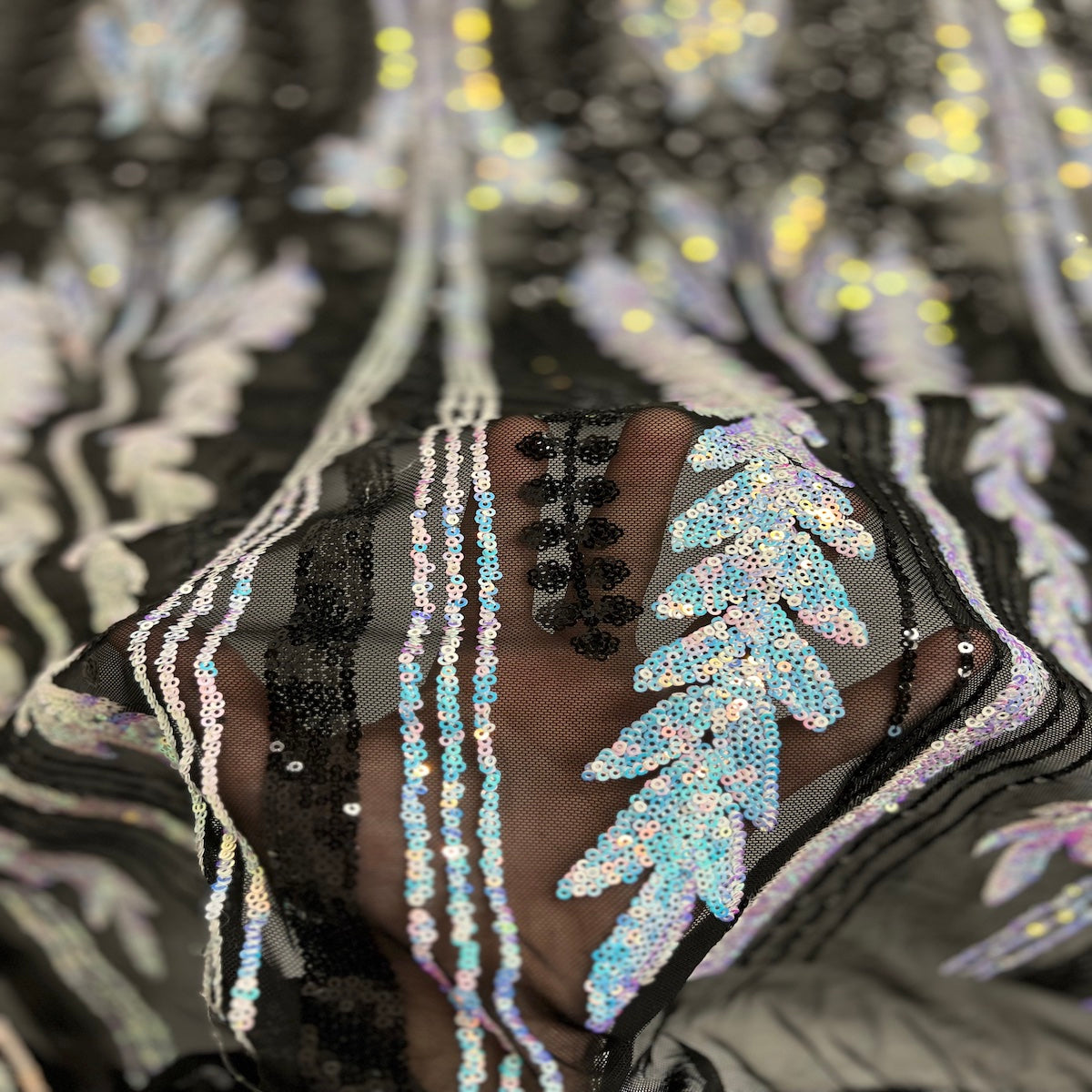 Alina Damask Stretch Sequins Fabric | Spandex Palace