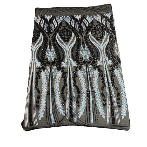 Alina Damask Stretch Sequins Fabric | Spandex Palace