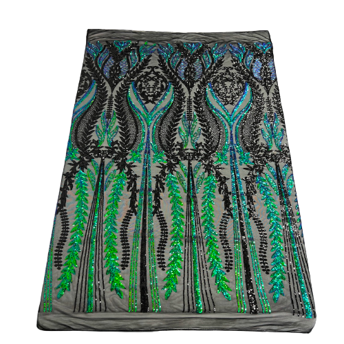 Alina Damask Stretch Sequins Fabric | Spandex Palace