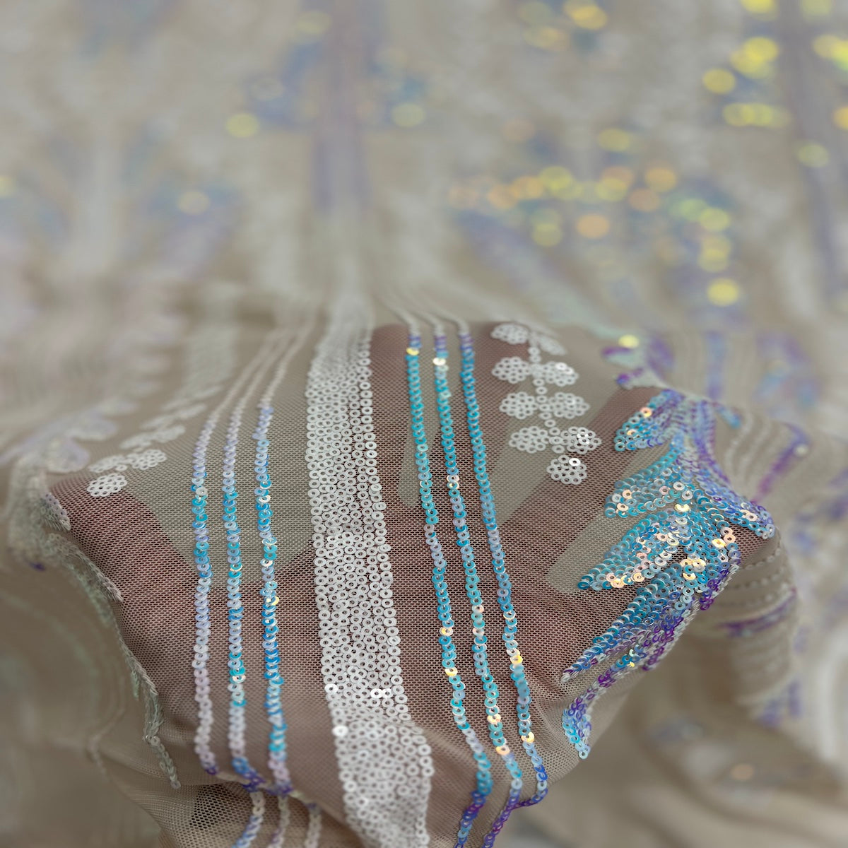 Alina Damask Stretch Sequins Fabric | Spandex Palace